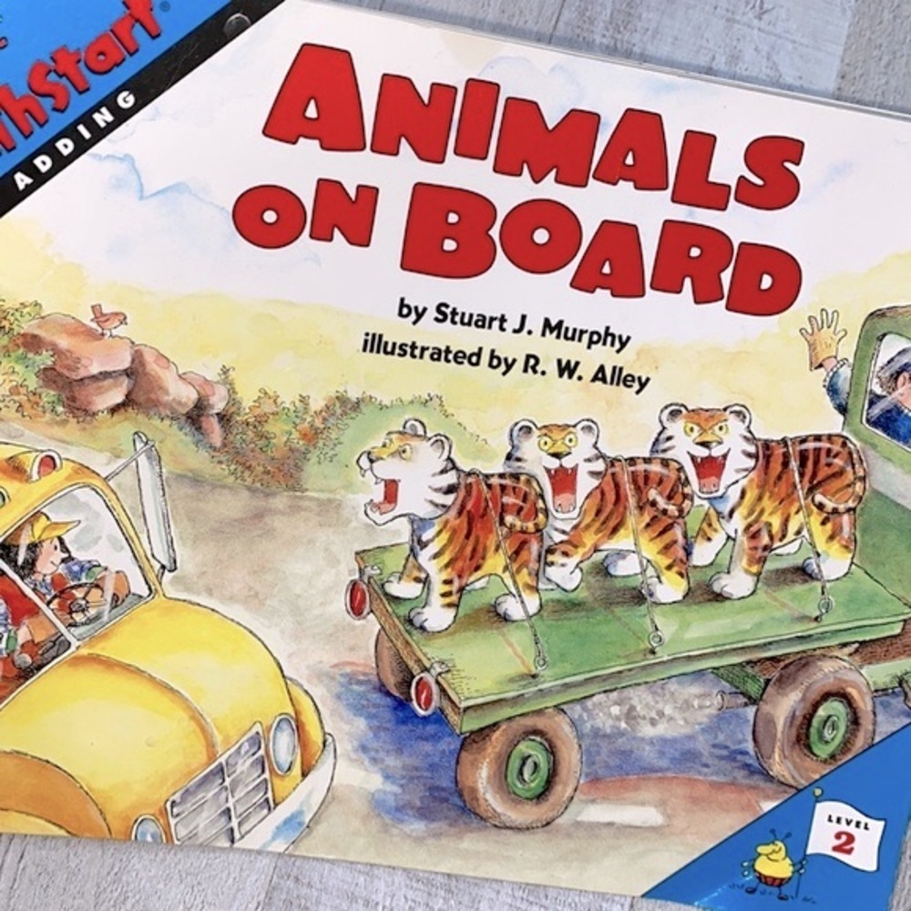 Mathstart educational scholastic kids book animals on board